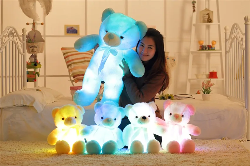 Большой красочный светящийся плюшевый мишка светящиеся плюшевые игрушки Kawaii светильник светодиодный плюшевый мишка мягкие игрушки куклы Детский Рождественский подарок