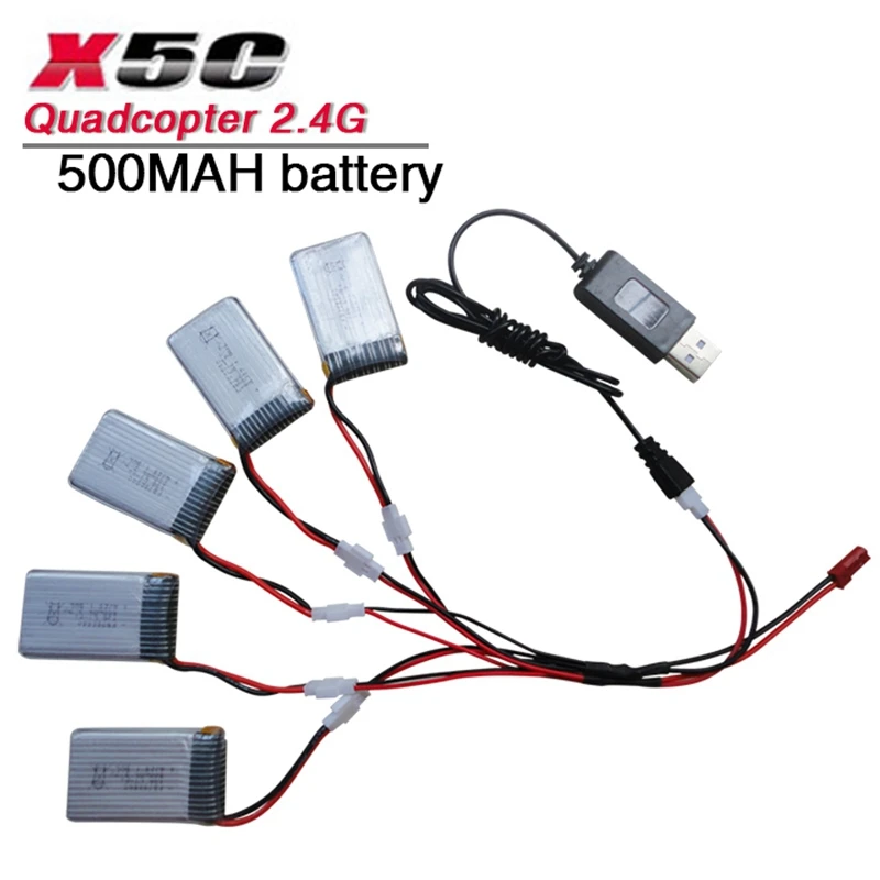 X5C X5SC X5SW X5C-1 Радиоуправляемый квадрокоптер набор запасных частей x5c Li-po аккумулятор 3,7 V 500mah 20C с/без USB кабель зарядное устройство
