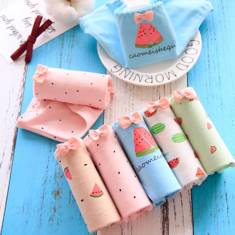 

5PCS/lot Lady Underwear Female Pure Cotton Watermelon Panties Women Panties Sexy Briefs Printed Cute Breathable Panties Girl