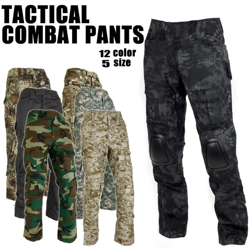 Calças de Combate com Joelheiras Engrenagem do Exército Airsoft Uniforme Tático Homens Camuflagem Militar Calças Caça Gen2 Bdu