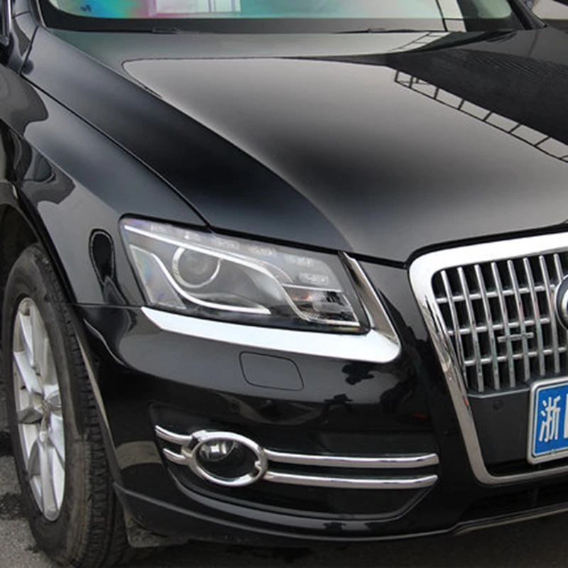 Автозапчасти для Audi Q5 2009 2010 2011 2012 ABS хромированный внешний головной светильник, Накладка для бровей, передний светильник, рамка для лампы в полоску, 2 шт