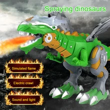 Electric Interactive Dinosaurs Toys Shocking Talking Walking Spray Fire Dragon Dinosaur Robot With Light Sound Toys For Kids