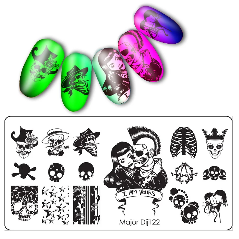 

6.5*12.5cm Stainless Steel halloween Manicure Template Nail Art Polish Stamping Plates 3D Pattern Nail Stencils