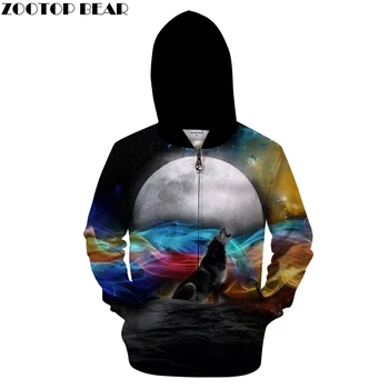 

Moon Rise 3D Zip Hoodies Men Zipper Clothing Wolf Hoody Streetwear Sweatshirts Anime Tracksuits Pullover Drop Ship ZOOTOP BEAR