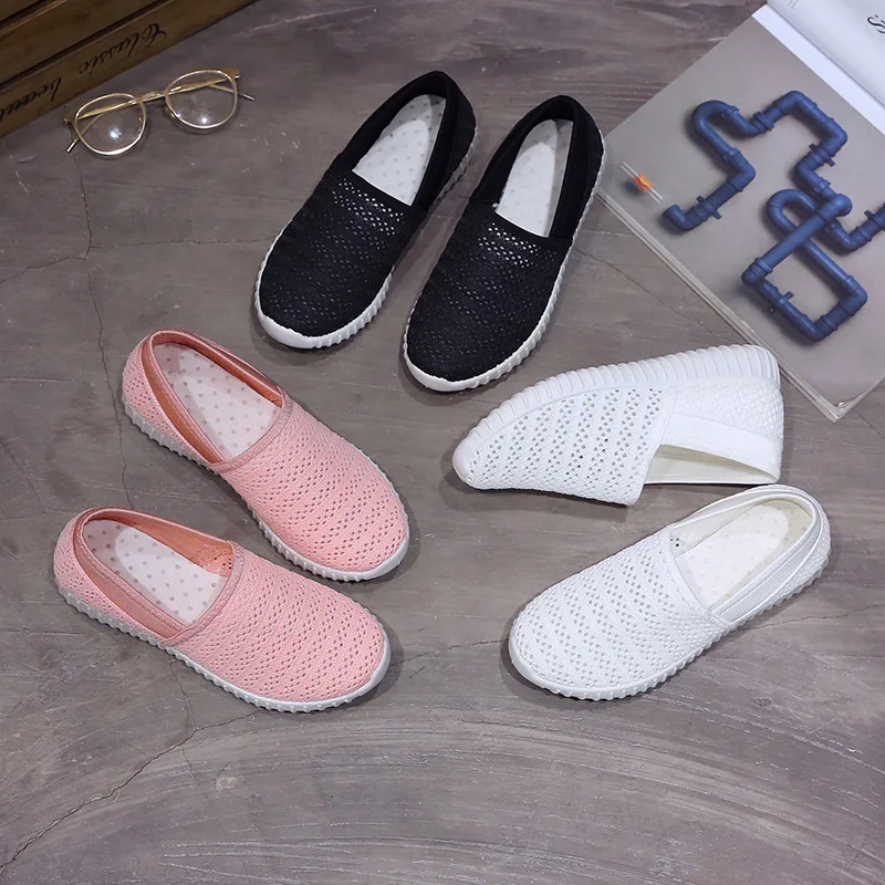 Женские сетчатые дышащие туфли повседневные однотонные лето 2019|Кроссовки и кеды|