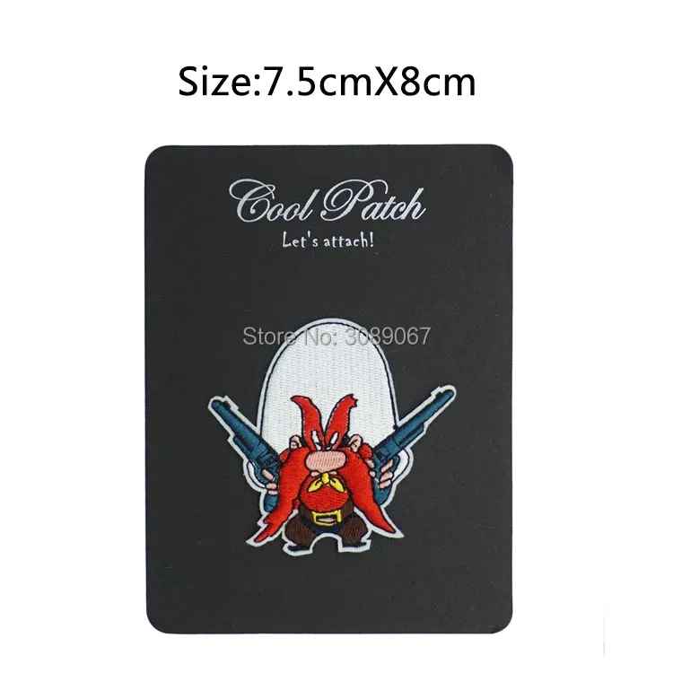 

3" Looney Tunes Yosemite Sam Figure with Six-Guns TV Series Cartoon punk rockabilly applique sew on/ iron on patch clothing