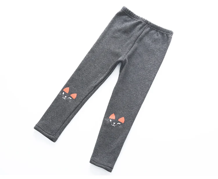 Леггинсы для маленьких девочек зимние детские плотные теплые длинные штаны узкие брюки-карандаш с рисунком кота детская одежда штаны для девочек от 2 до 12 лет