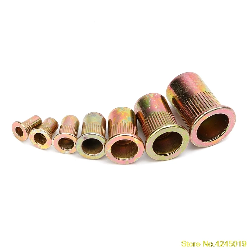 

High-quality 165PCS M3 M4 M5 M6 M8 M10 M12 Zinc Plated Knurled Rivet Nuts Flat Head Threaded