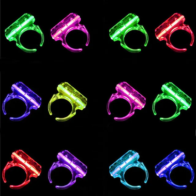 Children Adults LED Flashing Light Ring Blinking Jelly Finger Rings
