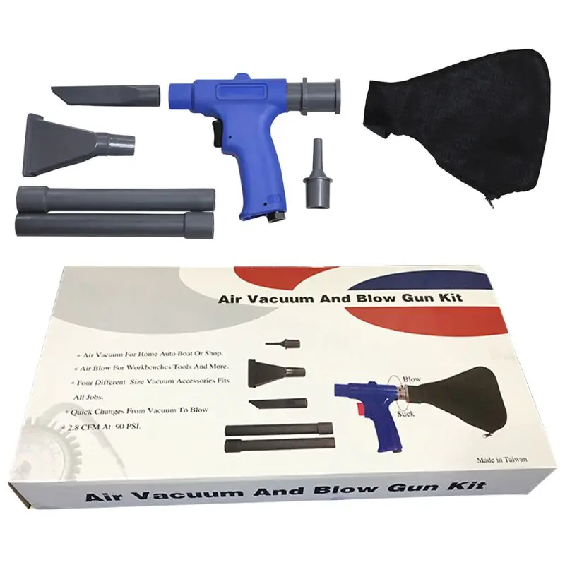 

7-set Dual Use Pneumatic Dust Blowing Absorber Air Vacuum Blow Gun Portable Car Home Sofa Household Kit Tools