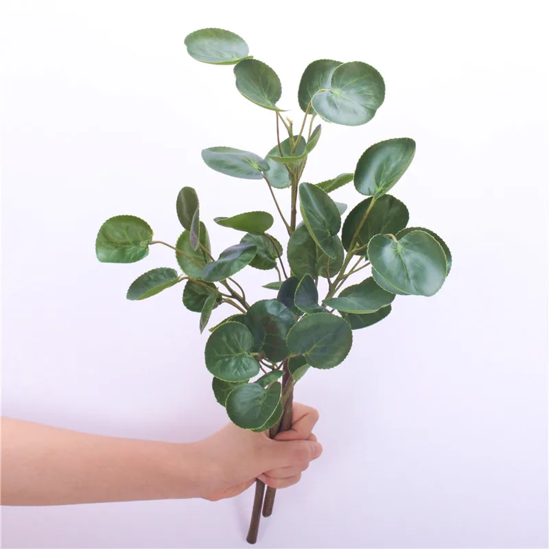 

Artificial silk green plant Money leaf plant home living room decoration fake leaf wedding flower wall matching materials 1pc