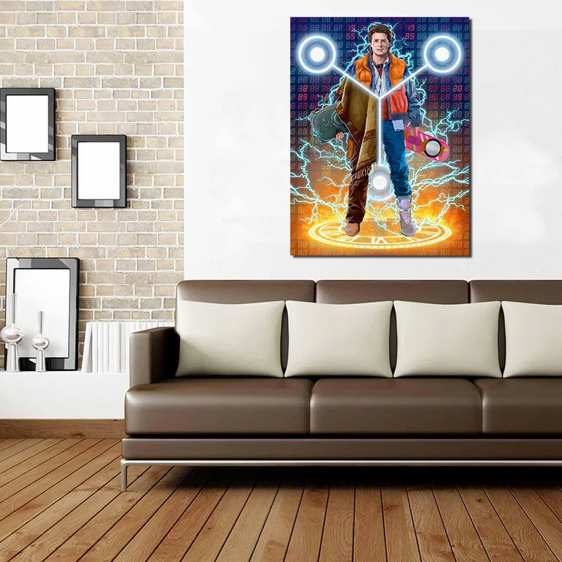 Назад в будущее Marty McFly Холст Плакаты печать украшение на стену живопись маслом
