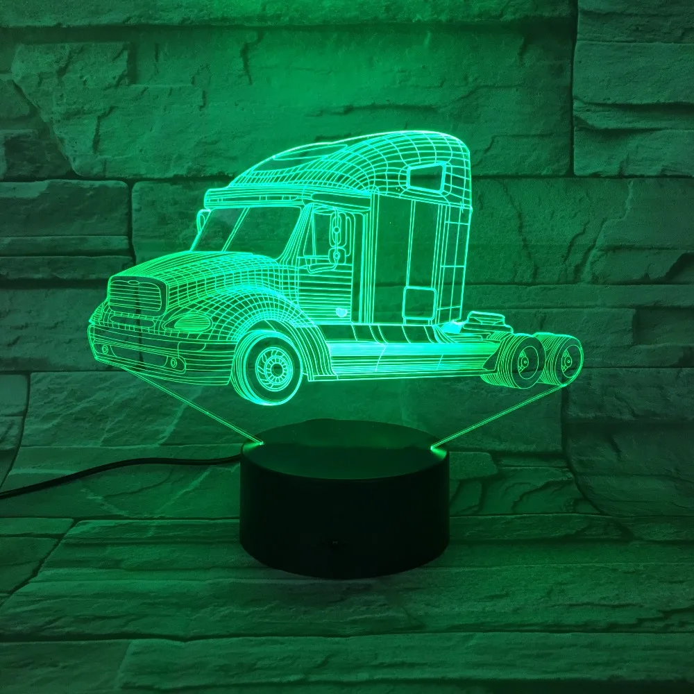 Тяжелых грузовиков 3D ночник автомобиль лампа USB 7 цветов Изменение сенсорный выключатель светодиодный Indoor Спальня лампа вечерние Декор