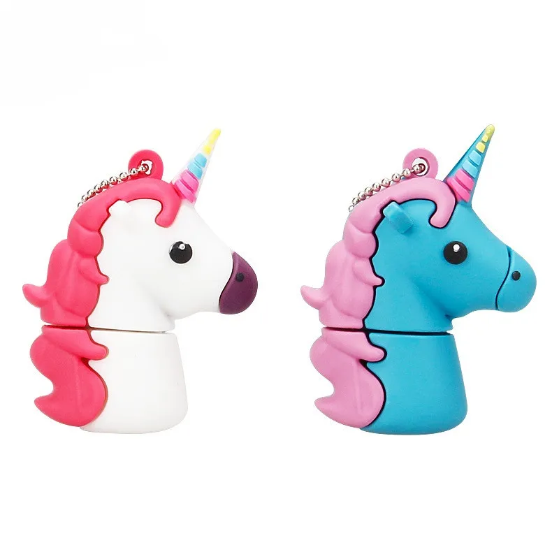 True Capacity usb Flash Drive 64gb Unicorn pen drive 16gb usb disk 128gb 8gb 4gb Cute animal pendrive 32gb White Horse Gift