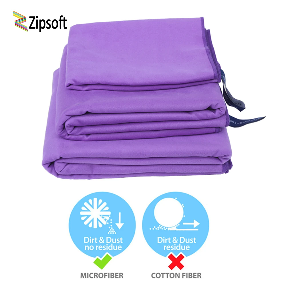 Zipsoft Compressed Beach Towel Microfiber Violet Quick Drying Towels