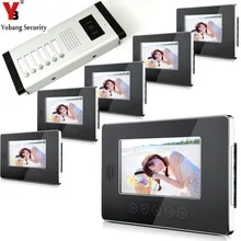 YobangSecurity 7″ LCD Wired Video Door Phone Doorbell Intercom Monitor Visual Security Camera Bell System For 6 Unit Apartment