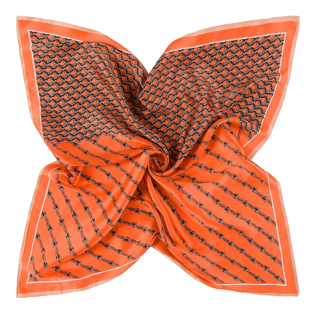 60cm*60cm 2018 new style High Quality women chain silk scarf beautiful