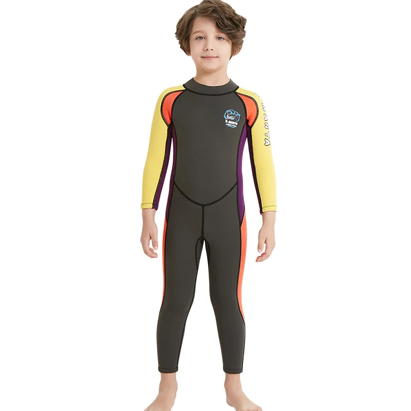 

New 2.5MM Children's Diving Suit Men's Siamese Long Sleeve Wetsuit Warm Sunscreen Surfing Suit for Four Seasons