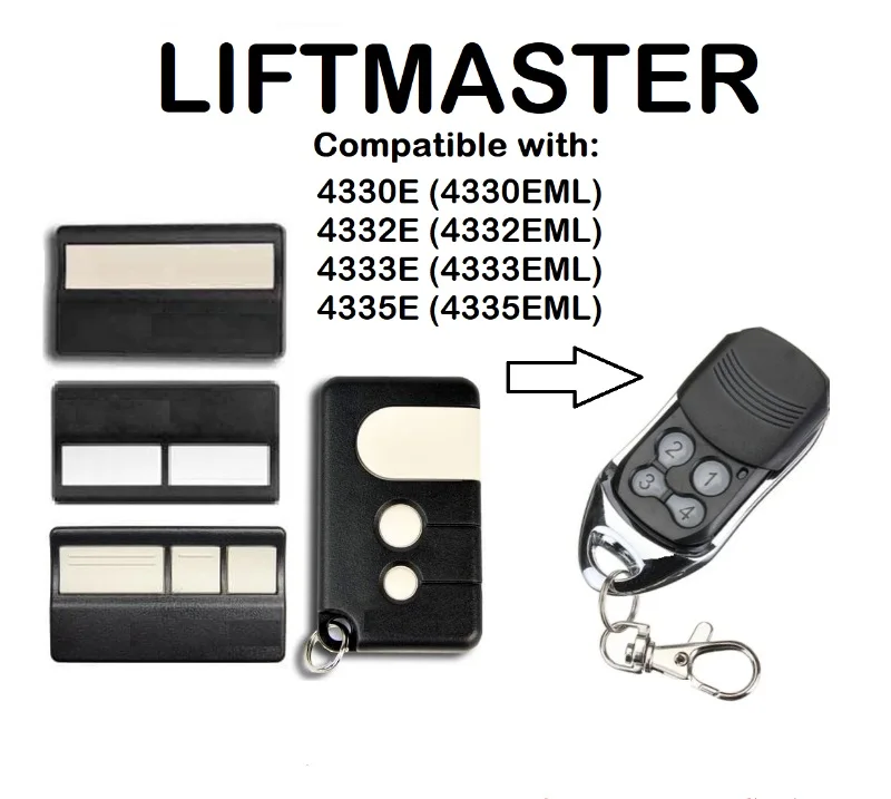 2 шт. Liftmaster 4335E 4330E 4332E Замена Двери Гаража Пульт дистанционного управления 433,92 МГц, для гаражной двери открывалка дистанционного дубликатора