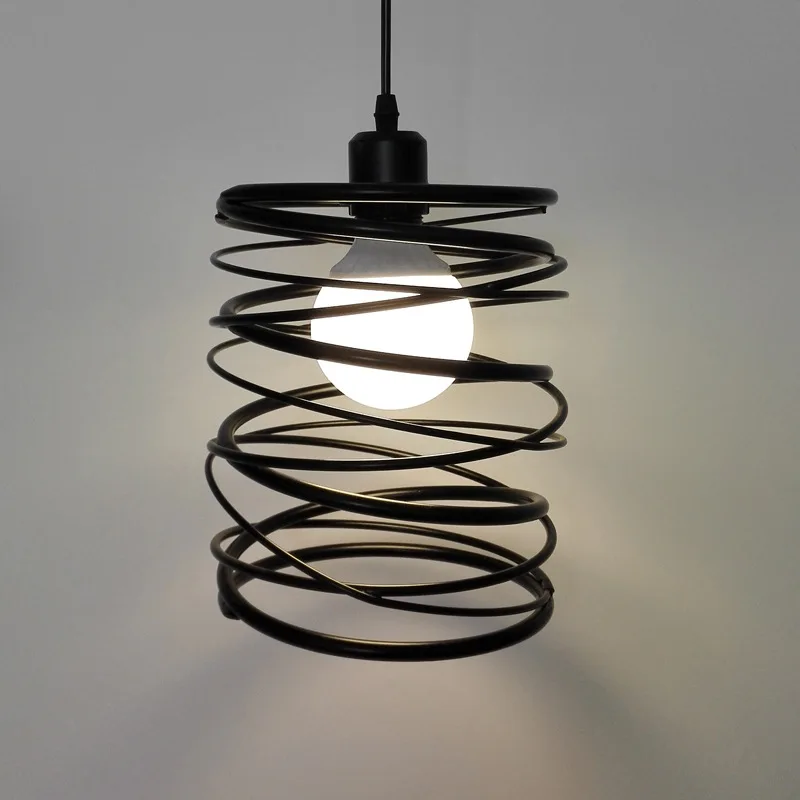  Vintage loft black metal spiral shade pendant light Cage kitchen island lamp Motent industrial vint - 32889613913