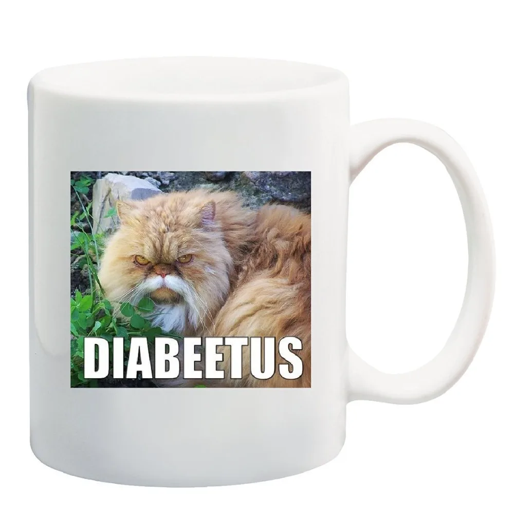 MEME DIABEETUS KUCING Hadiah Novelty Mug Cangkir Teh Cangkir Mug