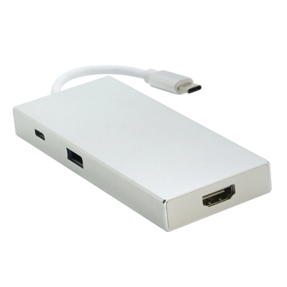 10 шт. type C USB 3,1 концентратор USB-C к USB 3,0/HDMI Женский Серебряный HDMI адаптер SD/TF кардридер с зарядным портом для Macbook