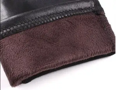 Зимние кожаные длинные перчатки из овчины 47 см - Цвет: Черный