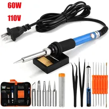 Electric Soldering Iron Gun Adjustable Temperature 60W Welding Set Tool Kit Case 110v/220v