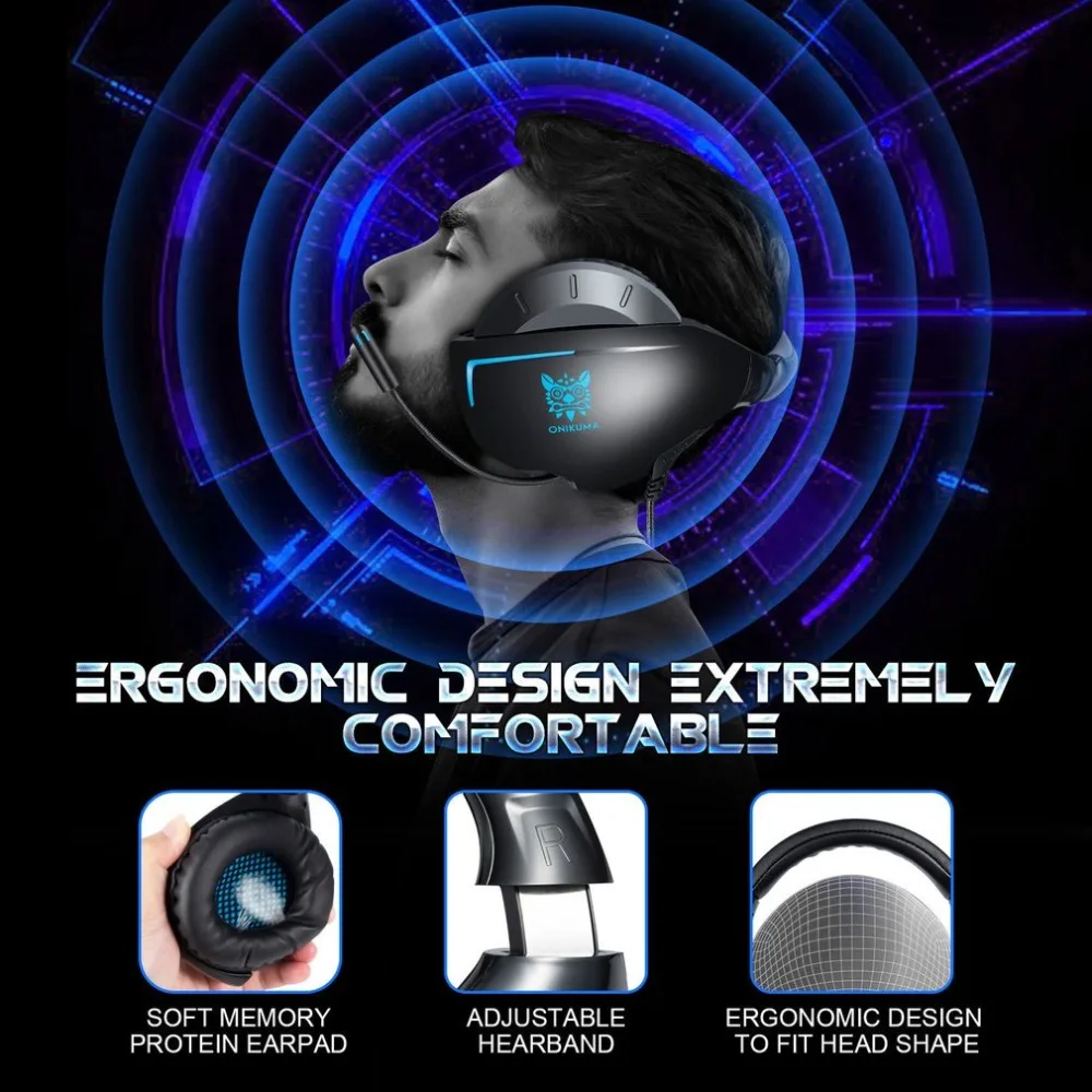 

ONIKUMA K7 Gaming Headset with Microphone Wire Gaming Headphones 3D Stereo Controlled For New Xbox PS4 Laptop Game Headset