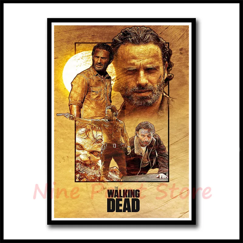 The Walking Dead Сезон 8 классический фильм белая бумага с покрытием фильм плакаты настенные картины для гостиной Декор бескаркасные - Цвет: Золотой