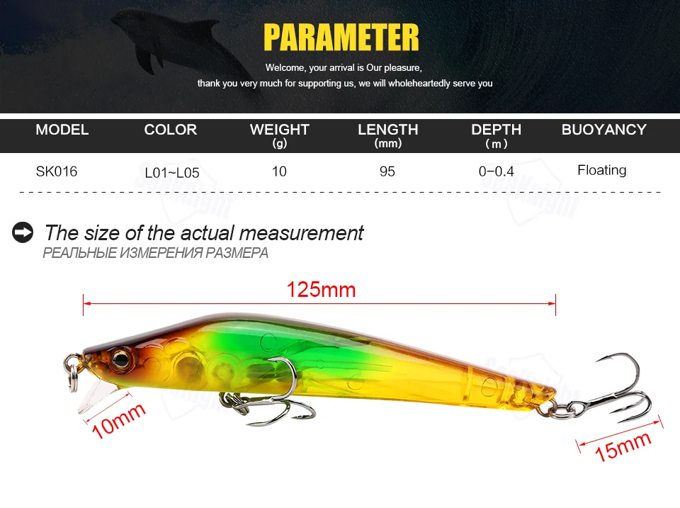 SeaKnight SK016 блесна рыболовные приманки 1 шт. 10 г 95 мм глубина 0-0,4 м плавающие воблеры приманка искусственные жесткие приманки
