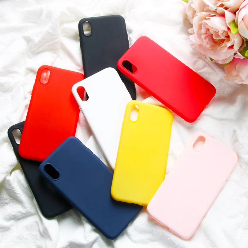

Luxury Simple Solid Color Ultrathin Soft TPU For iPhone 7 8 6 6s Plus Candy Color Silicone For iPhone XS MAX X XR Black Cover