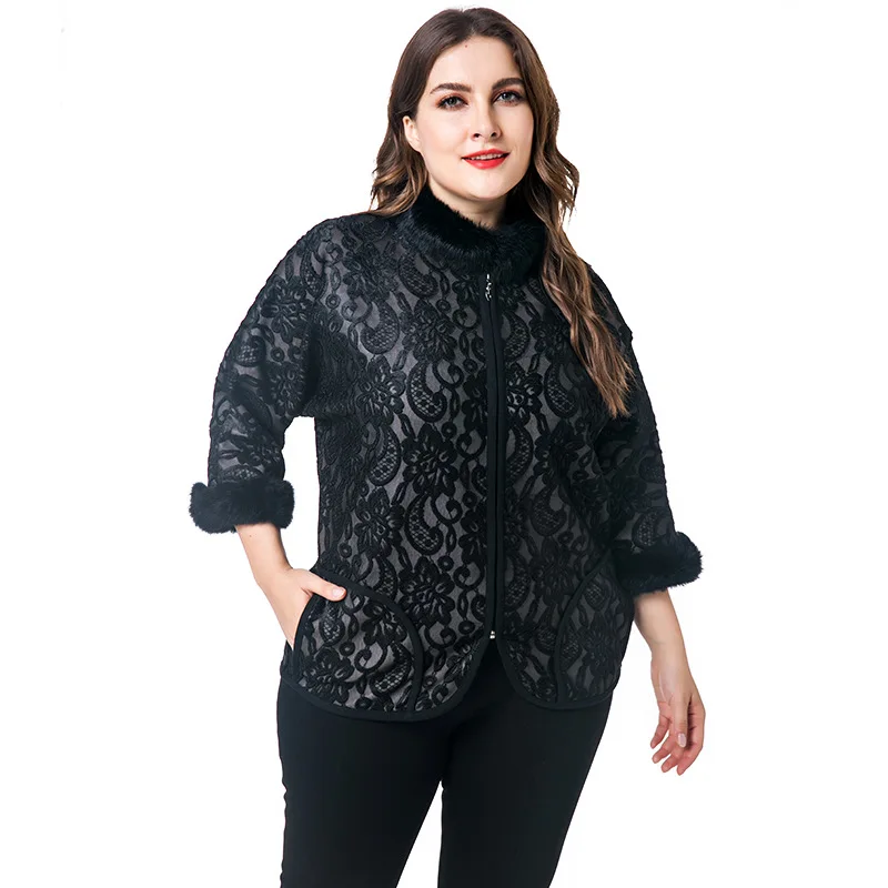 TUHAO Plus Size 7XL 6XL Women's Faux Fur Coats Office Lady Elegant Good Quality Jackets Vintage Mother Bat Sleeve Fur Coats ZPZ