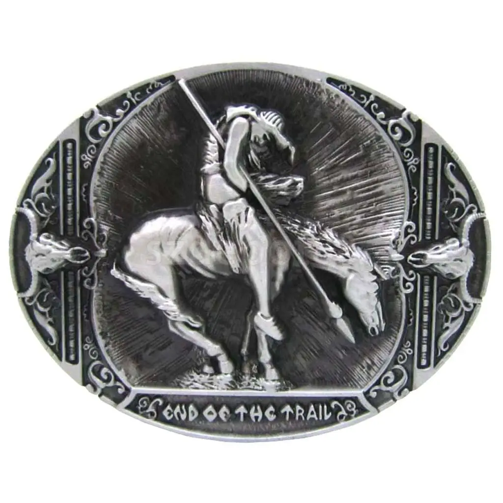 Античное серебро Родео индийский рыцарь рога пряжка для ремня в западном стиле ковбой большой