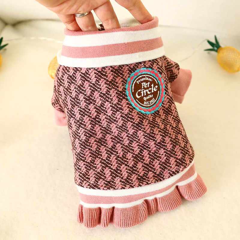 

Pink School Fashion Cute Dresses Cat Clothing Pet Clothes for Dogs Yorkie Maltese Chihuahua Autummn Winter Wholesale Shop Goods