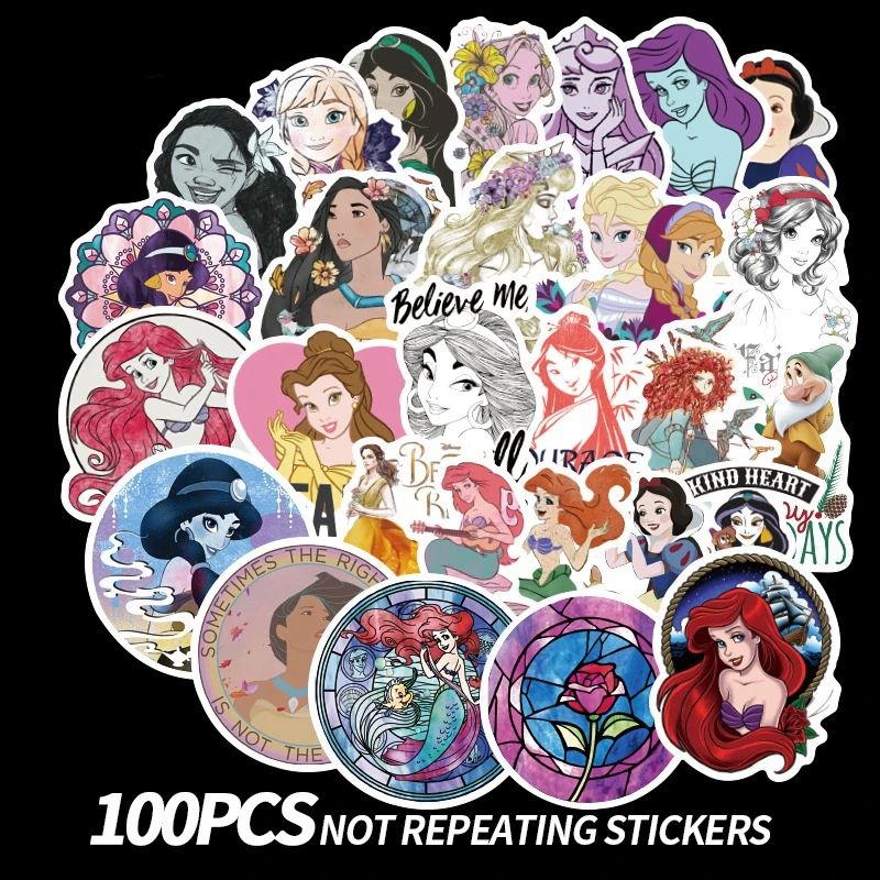 

100 pcs Princess Sticker Girl Sticker Diary Computer Bag Sticker Waterproof Classic Toys Graffiti Stickers Girl's Gift Beauty