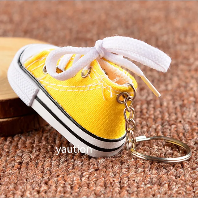 1PCS Mini Hi Top Canvas Sneaker Tennis Shoe keychain Pink Green Red