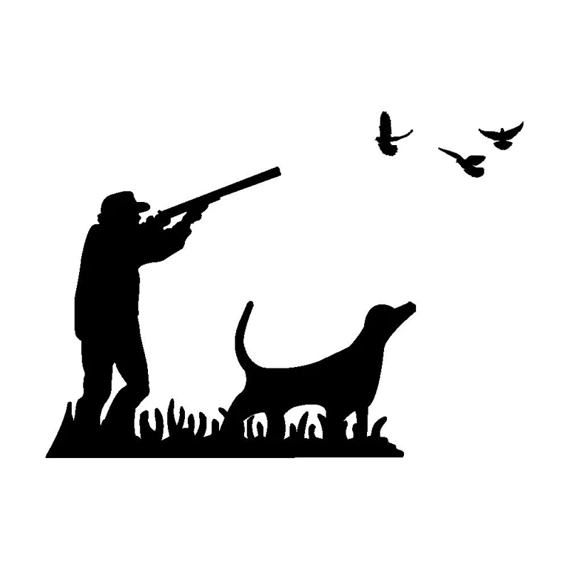 16,6 см* 12 см забавная охотничья голубь с собакой Виниловая наклейка для автомобиля Наклейка для автомобиля S6-3301