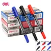 Deli 12pcs colored dual tip 0.5/1 mm fast dry permanent sign marker pens for fabric metal quality fineliner for drawing ► Photo 1/6