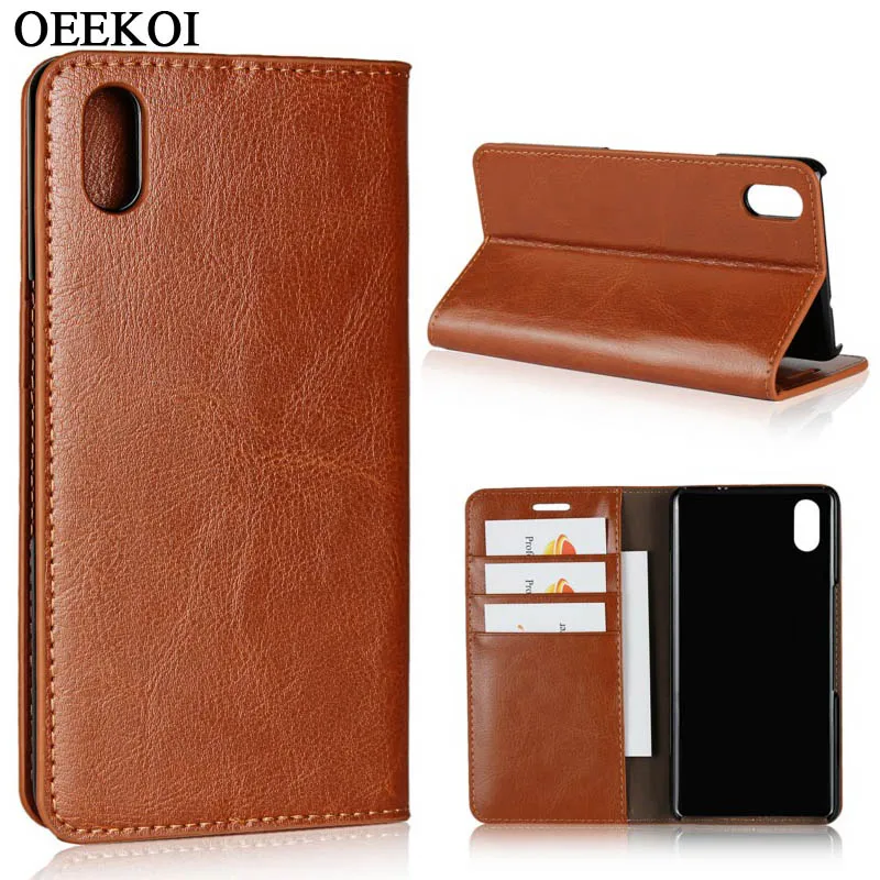 OEEKOI Crazy Horse бумажник из натуральной кожи флип чехол для Kyocera Kantan Sumaho 705KC/Urbano V04/Qua