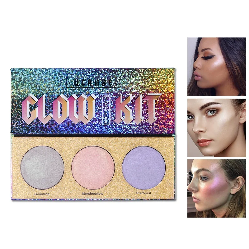 3 Color Laser Highlighter Bronzer Makeup Set Chameleon Shimmer Radiant
