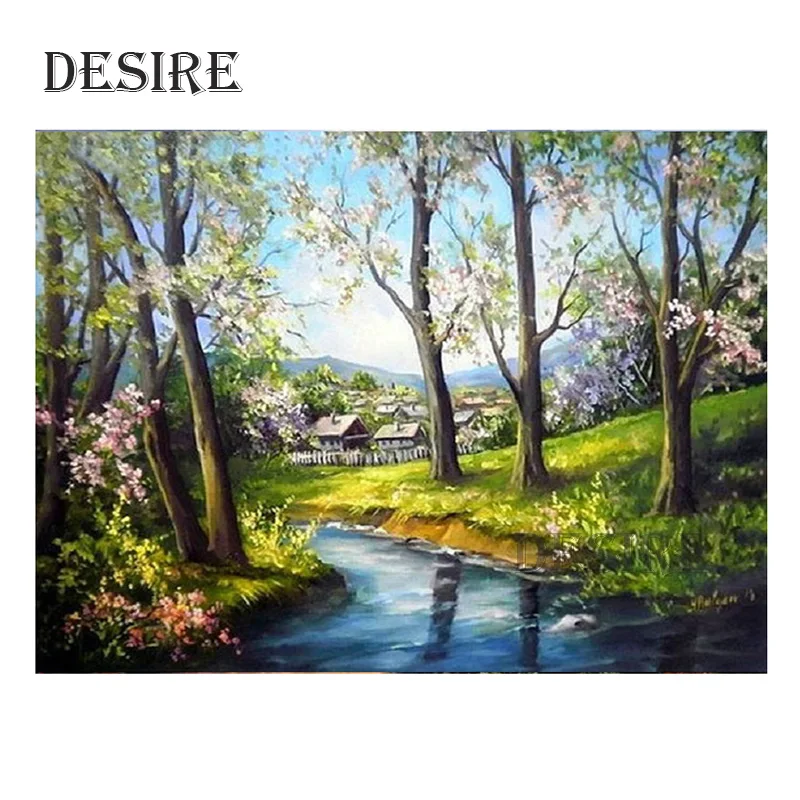 

Desire Diamond Painting Cross Stitch Scenery Forest Tree House Square Mosaic Picture Rhinestone DIY Diamond Embroidery PT2116