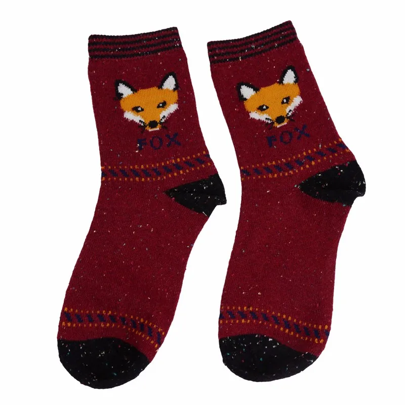 Осенне-зимние толстые шерстяные хлопковые носки женские Харадзюку милые брендовые рождественские носки с изображением совы, оленя, кота, слона HO980720