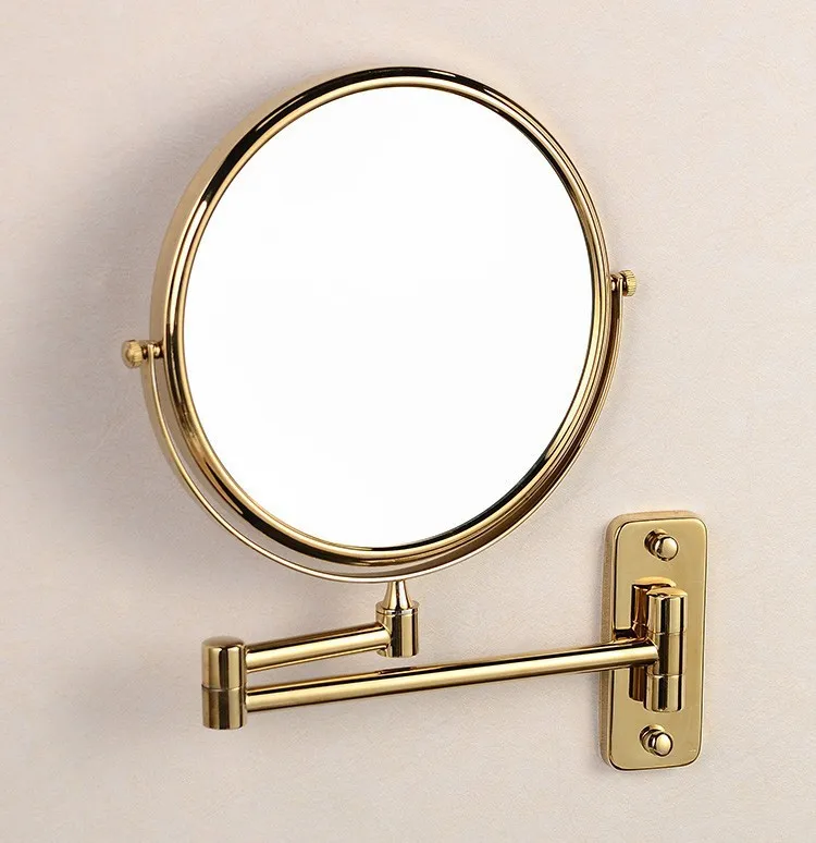 Free Shipping Antique 8" Double Side Folding Brass Shave Makeup Mirror