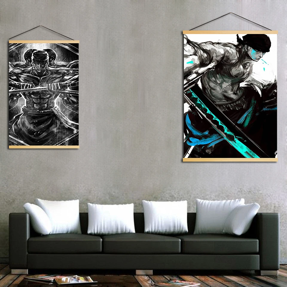 

Canvas Wall Artwork Portrait Hanging Picture One Piece Posters Printed Home Decoration Wooden Painting Scrolls For Living Room