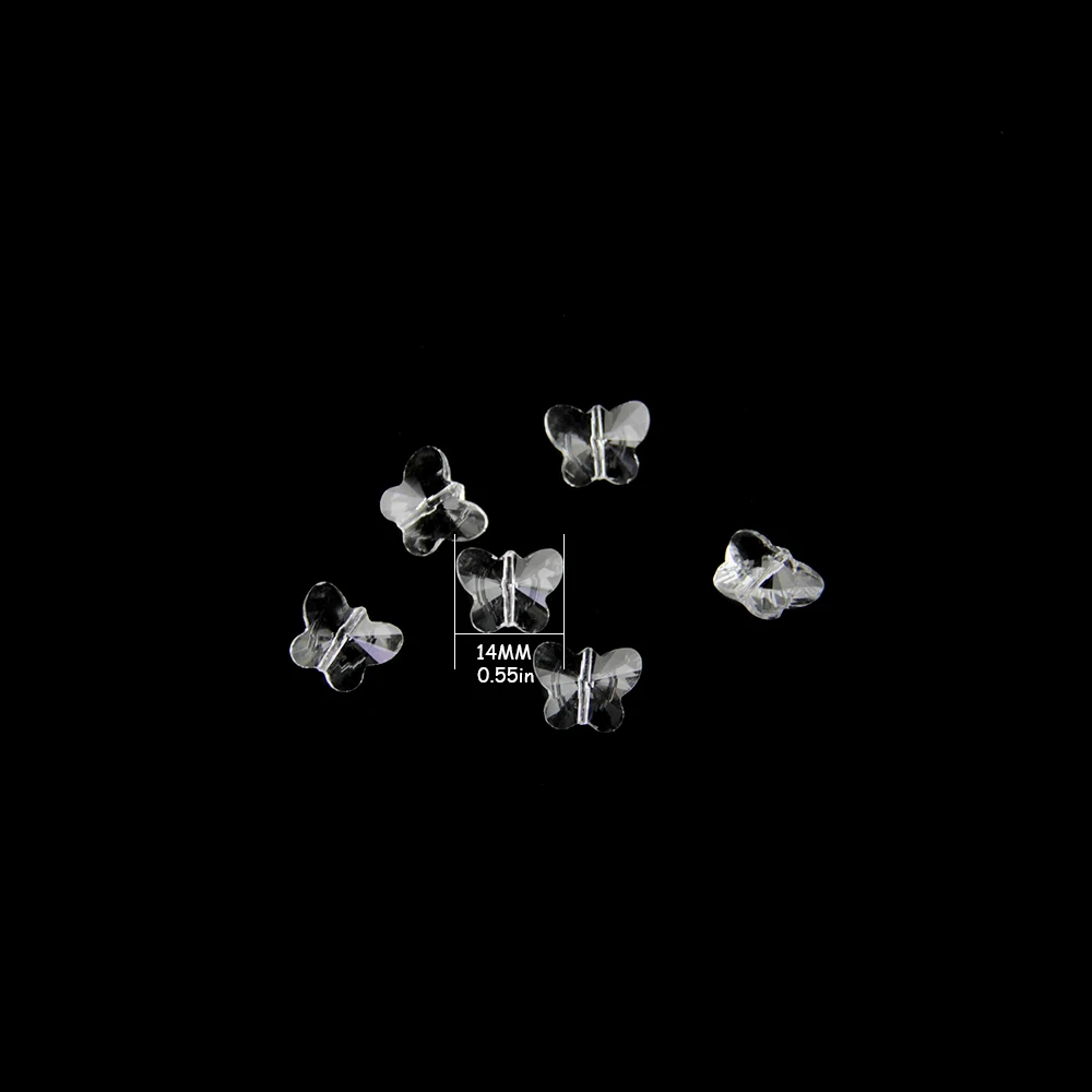 

2000/lot 14mm Clear Crystal Butterfly Beads Middle 1 Hole For Crystal Chandelier Pendants Home Decoration