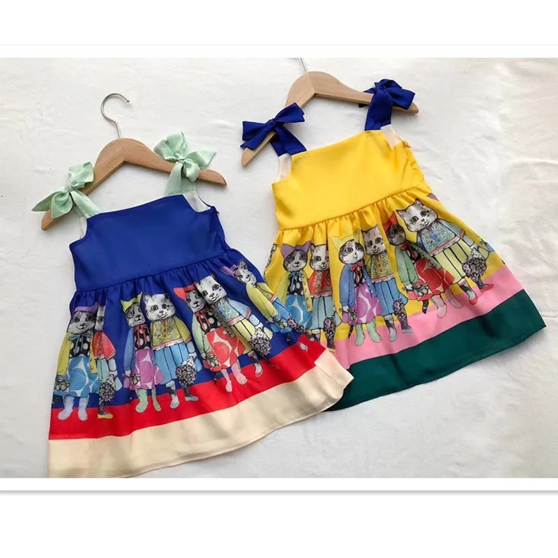 

Trolls Dress Girls Summer Dresses Cartoon Cat Pattern Cute Toddler Girl Dresses Sleeveless Overall Girls Summer Clothing