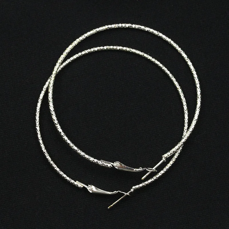 

Women Geometric Round Silver Gold Color Zinc Alloy Vintage Classic Trendy Big Hoop Earrings