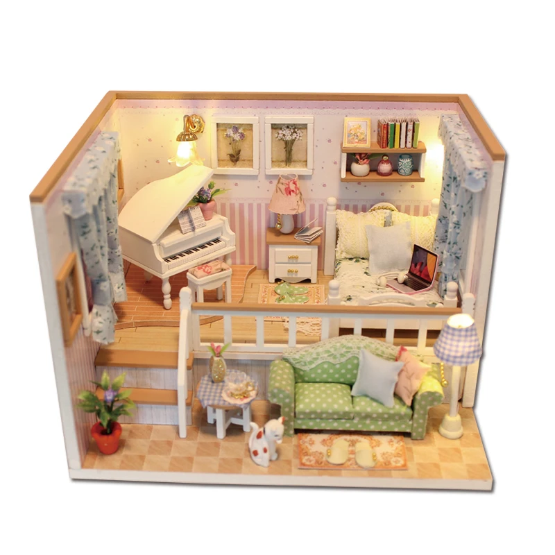 Diy Miniature Wooden Doll House Furniture Kits font b Toys b font Handmade Craft Miniature Model