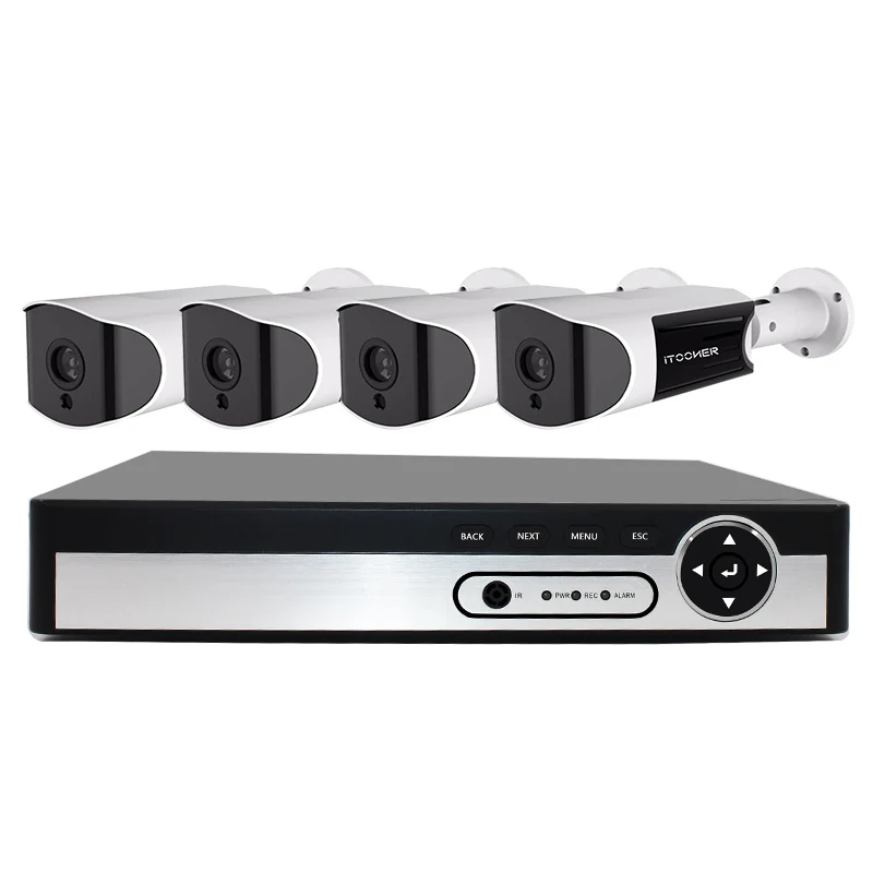 

IEEE802.3af/at 48V 4 Channel PoE Kit Surveillance System PoE Camera CCTV System 4PCS 4.0MP PoE IP Camera + 1PCS 4CH 4K PoE NVR